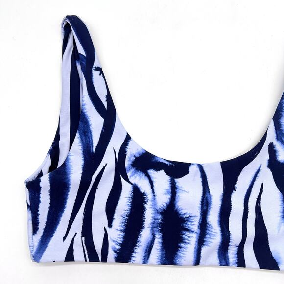SIGAL Zebra Bikini Top Womens Medium Blue Striped Scoop Neck Tiger Stripe NEW - Picture 8 of 16